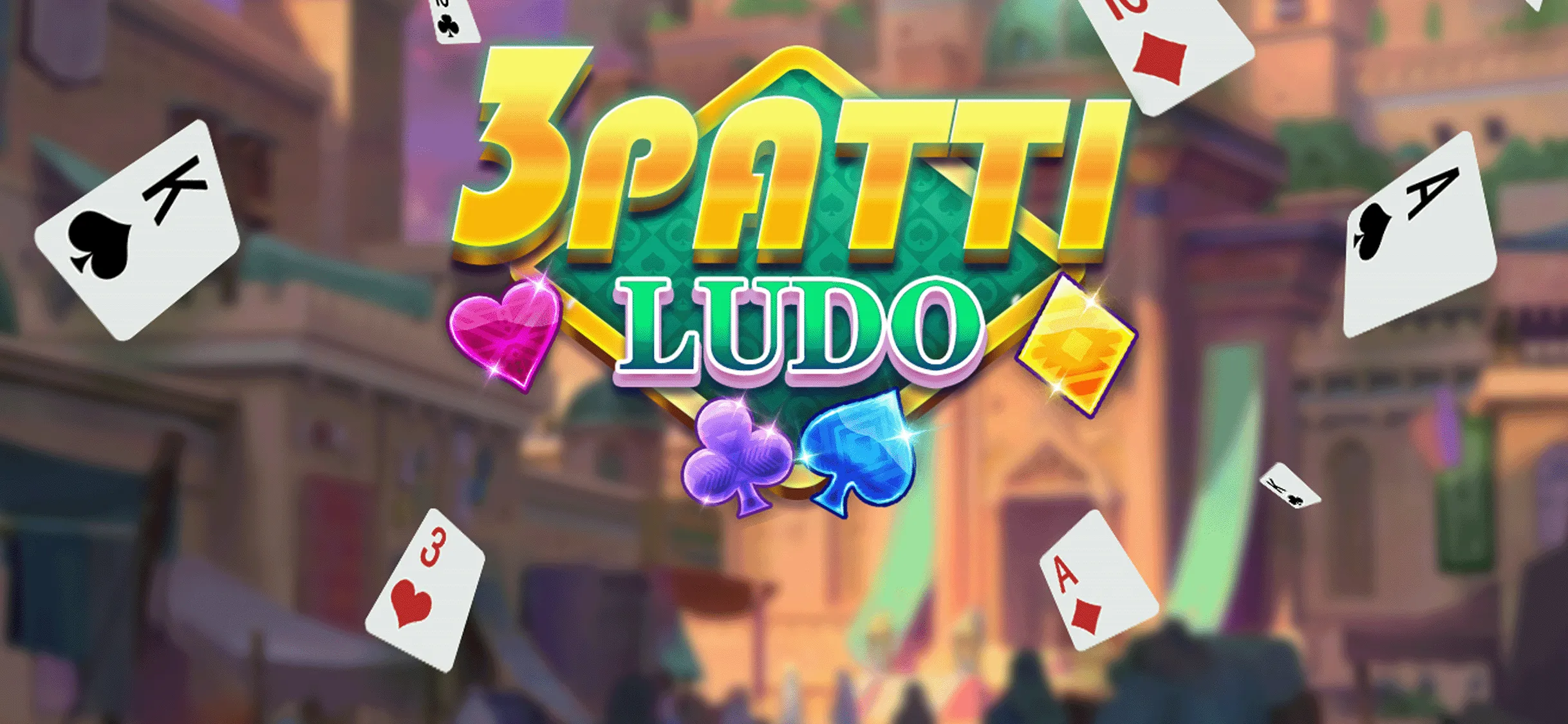 Teen Patti Ludo game screen showing cards and Ludo board